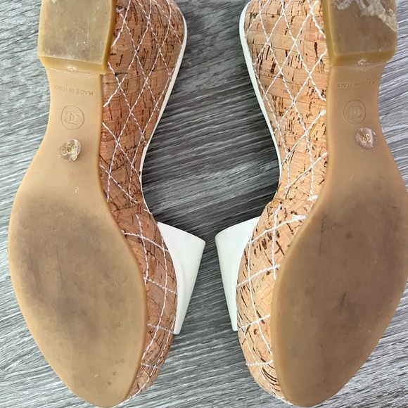 Chanel cork slides tan/ beige cc logo vernis patent leather 39 8.5 - Picture 8 of 11